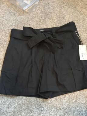 a new day Black High-Waist Tie-Belt Paperbag Shorts